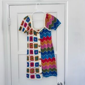 Farm Rio Crochet Knit Dress